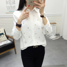 Bunga Korea Lengan Panjang Wanita Siswa Baju Dalaman Kain Linen Kemeja Putih (Kerah Turndown Payung Kecil LXL 3.5 Rambut kembali Ke Amplop Merah 5 Yuan)