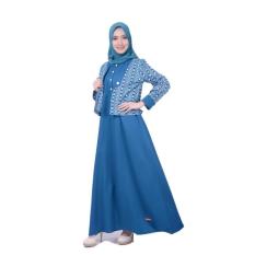 Busana Muslim & Baju Muslim Nibras NB 145 Biru & Baju Gamis Murah & Baju Gamis Terbaru & Gamis Katun Jepang & Blus & Tunik & Koko