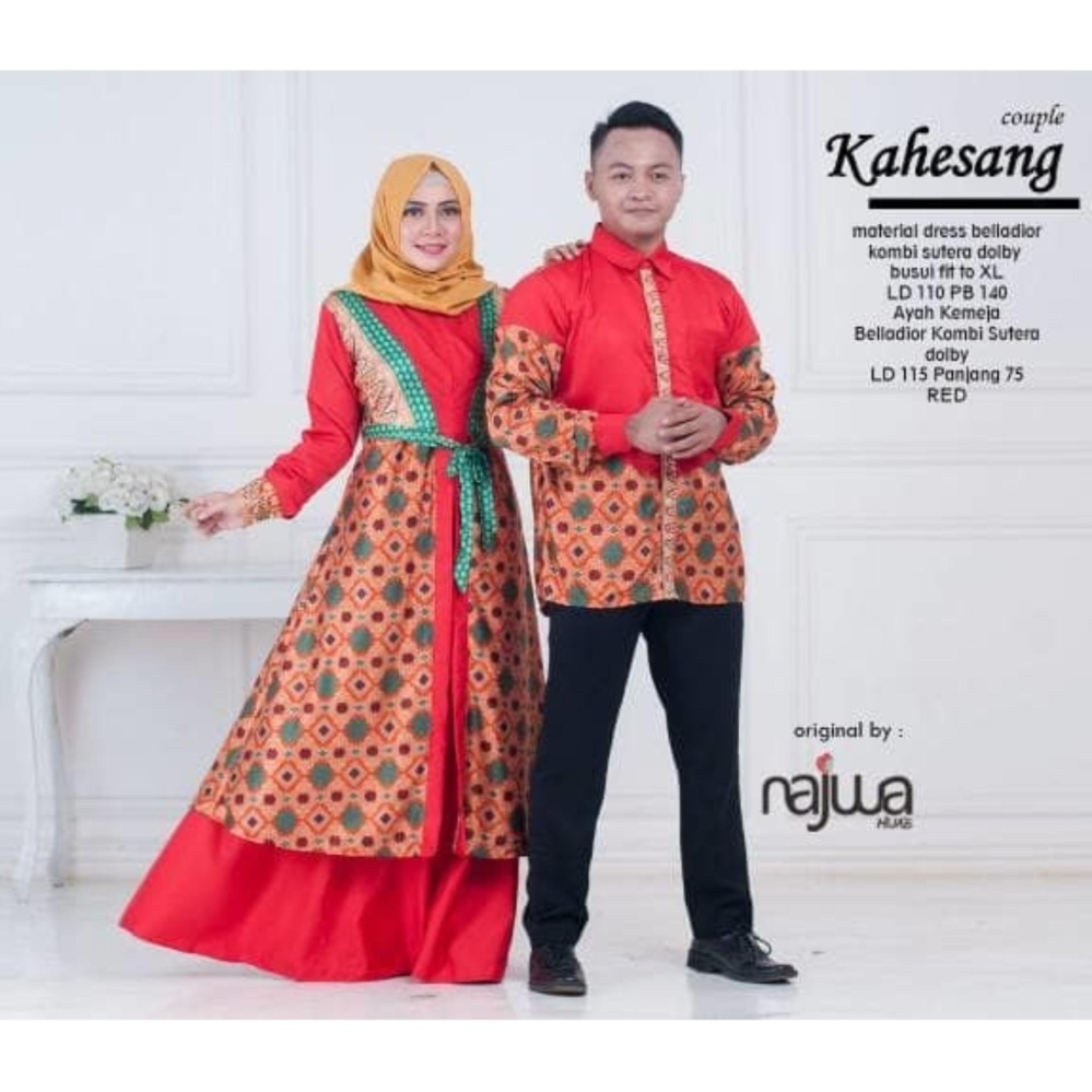 Busana Muslim Songket Couple Kahesang Batik - Baju Gamis Sarimbit