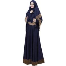 BUSANA MUSLIM GAMIS SARIMBIT SYARI NAVY KOTUN RAYON BERGO NO PED