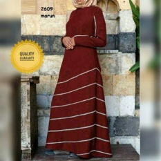 Busana Muslim Maxi Stripe Simpel Gamis Baju Lebaran Remaja Wanita