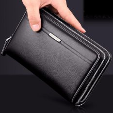 Dompet Pria Model Bisnis Panjang Double Resleting Cluth Pria Bermerk (hitam)-Intl