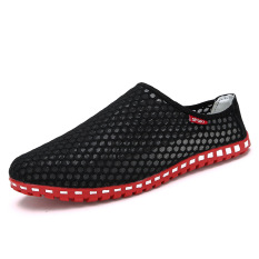 Byl Pantai Bernapas Kasual Sepatu Pria Model Crocs Sandal Summer (Hitam Dan Merah) sepatu pria sepatu sendal