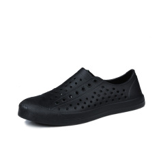 Byl Sepatu Crocs Karet Satu Warna Ringan Bersirkulasi Udara (Hitam) (Hitam)