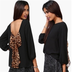 C121 Hot SaleLady Memotong Kembali Malam Top T-Shirts Rompi Blus dengan Bow Tie-Intl