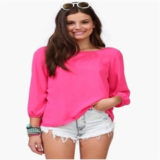 C121 Hot SaleLady Memotong Kembali Malam Top T-Shirts Rompi Blus dengan Bow Tie Rose-Intl