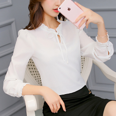 Calan Diana Kemeja Sifon Wanita Versi Korea (Putih) (Putih)