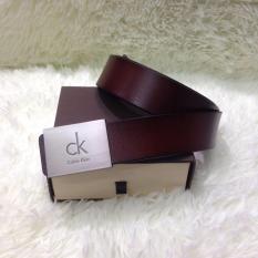 Calvin Ikat Pinggang Kulit Import Pria Ikat Pinggang CK Ikat Pinggang Simple - Coklat