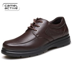Camel Active Kasual Pertama Lapisan Kulit Bisnis Renda Sepatu Kulit Pria Sepatu Pria (Brown)
