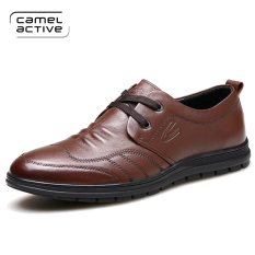 Camel Active Kulit Musim Gugur Pria Bisnis Sepatu Sepatu Pria Kasual Sepatu Kulit (Brown)