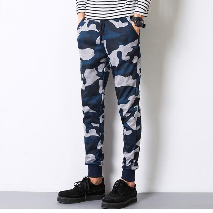 Kamuflase Celana Pria Jogging Celana Celana Casual Biru-Intl