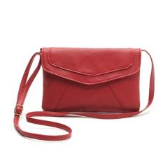Candy Amplop Berwarna Sederhana dan Elegan Halus Panjang Span Single Shoulder Bag-Merah