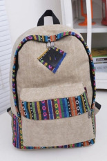 Tas Ransel Kanvas Motif Bunga Garis Perjalanan Ransel (Krem)