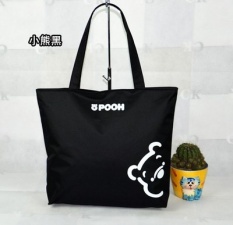 Tas Kanvas Tas Belanja Tas 2017 Baru Korea Siswa Di Musim Semi dan Musim Panas Pasang Sederhana Fashion Shoulder-Menanggung Hitam-Intl