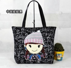Tas Kanvas Tas Belanja Tas 2017 Baru Korea Siswa Di Musim Semi dan Musim Panas Pasang Sederhana Fashion Shoulder-Hand Bahasa Portuges Boneka Hitam-Intl