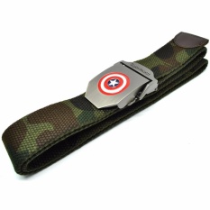 Canvas Captain America Ikat Pinggang Pria Canvas Buckle Belt Camouflage - Green Army