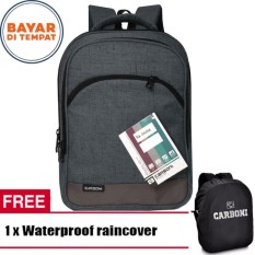 Carboni Backpack Tas Ransel Laptop Seris RA00014 17 - Grey Original + Raincover Waterproop