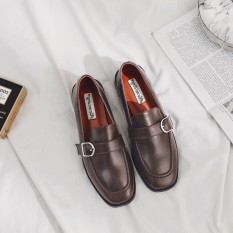 Carrefour Inggris Kulit Paten Awal Musim Semi Baru Sepatu Kulit Kecil Inggris (Kopi)