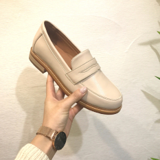 Carrefour Inggris Warna Solid Sangat Lunak Kayu Sepatu Wanita Sepatu Kulit Kecil (Beige)