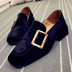 Carrefour Korea Fashion Style Logam Produk Baru Musim Semi Sepatu Wanita (Hitam)