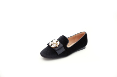 Carrefour Modis Mutiara Berkepala Persegi Sepatu SLIP ON Baru Sepatu Flat (Hitam)
