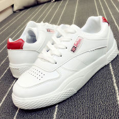 Carrefour Musim Semi Kasual Produk Baru Siswa Sepatu Wanita Sepatu Kets Putih (Merah)