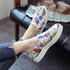 Carrefour sepatu Korea Fashion Style musim semi flat shoes baru sepatu kasual (W668 putih)