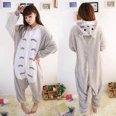 Kartun Totoro Piyama Dewasa Uniseks Bertudung Lucu Animal Piyama Flanel Cosplay Onesie Anime Jumpsuit-Internasional