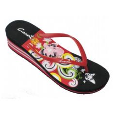 CARVIL -LADIES SANDAL SPONGE FLOWER BLACK/RED