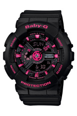 Casio Baby-G hitam untuk wanita dengan tali resin Ba- 111-1 Amp