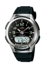 Casio Analog Digital AQ-180W-1BV - Jam Tangan Pria - Black - Resin Band