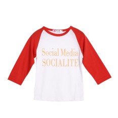 Casual Baby Kids Girls Huruf Dicetak T-shirt Lengan Panjang Berbahan Katun (Merah)-Intl