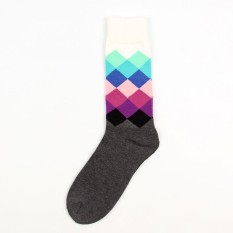 Kasual Kaos Kaki Katun Desain Multi Warna Gaun Fesyen Pria Kaus Kaki-Intl