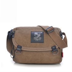 Kasual Sekolah Buku Tas untuk Remaja Anak Laki-laki Perempuan Antik Kanvas Withleather Pria Bisnis Kurir Tas Uniseks Retro Bahu Tas (luar Negeri) -Internasional