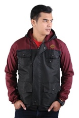 Catenzo DI 074 Jaket Parka Pria - bahan taslan - keren dan gaul (black maroon)