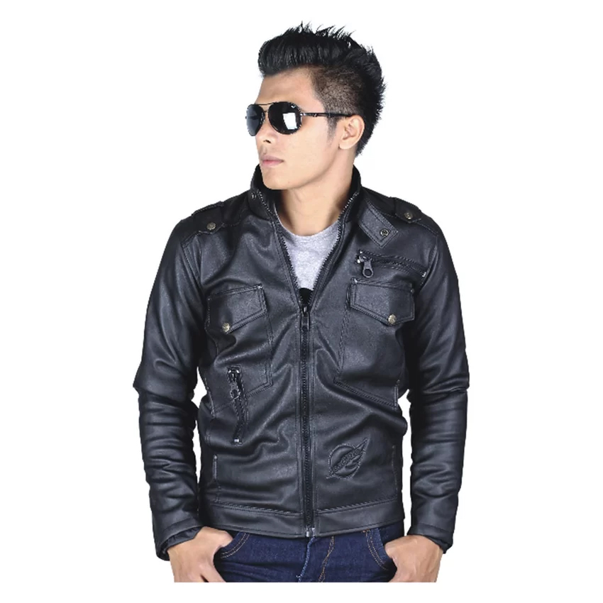 Catenzo Jaket Kulit Karlit Pria - Exclusive Mens Jacket - Hitam