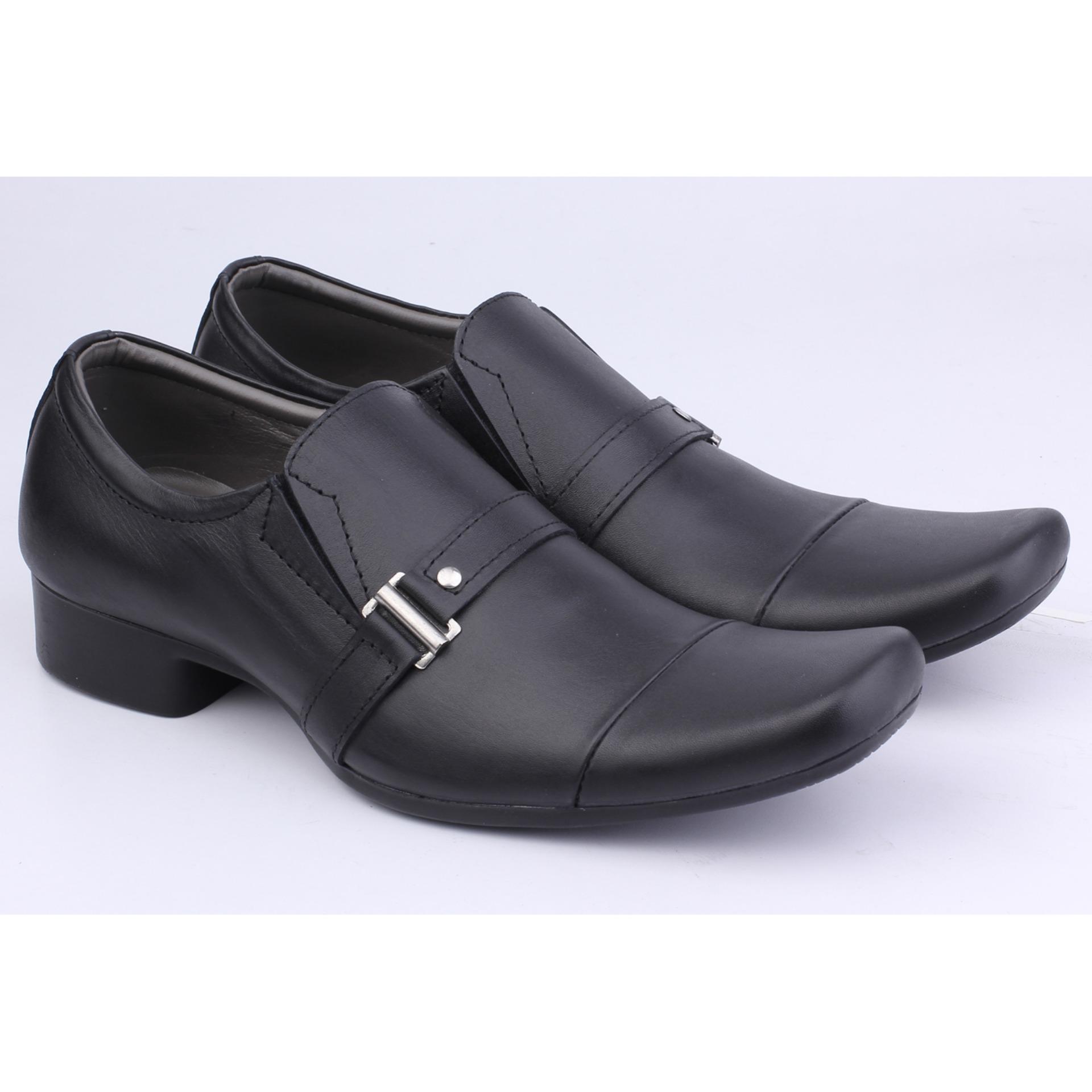 Catenzo Sepatu Formal Pantofel PDH Kerja Kantor Kulit Asli Best Seller Pria - Hitam