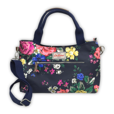 Cath Kidston Matt Kain Minyak Zip Tas With Tali Yang Dapat Dilepas Hampstead Mawar Midnight Blue-Internasional