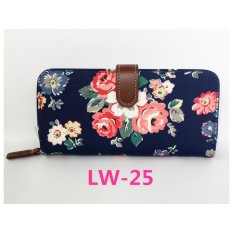 Cath King Fashion Wanita Ritsleting Panjang Dompet Kartu Paket-Biru Tua Bunga-Internasional