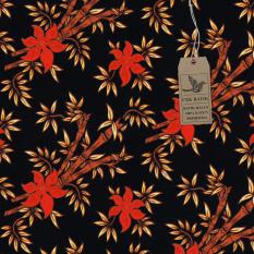 Cek Batik - Kain Batik Motif Bambu Kecil Dasar Hitam Manis (Bunga Orange)