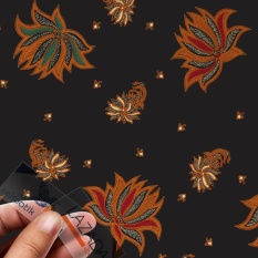 Cek Batik - Kain Batik Motif Batik Classic Bunga Cengkeh (Hitam)
