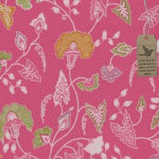 Cek Batik - Kain Motif Batik Unik Bunga Kangkung (Pink Soft)