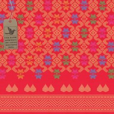 Cek Batik - Kain Songket Etnik Motif Songket Tulis Gadis Palembang (Merah Soft)