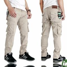 AMF celana cargo panjang pria cream