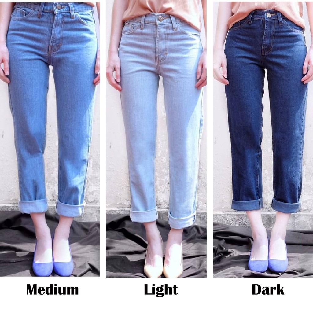 Celana Jeans Boyfriend Wanita Plain Boyfriend Jeans