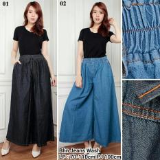 Celana jeans kulot panjang wanita jumbo long pant Jayden - hitam