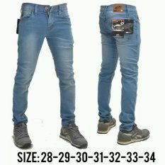 celana jeans panjang pria -biru muda wash