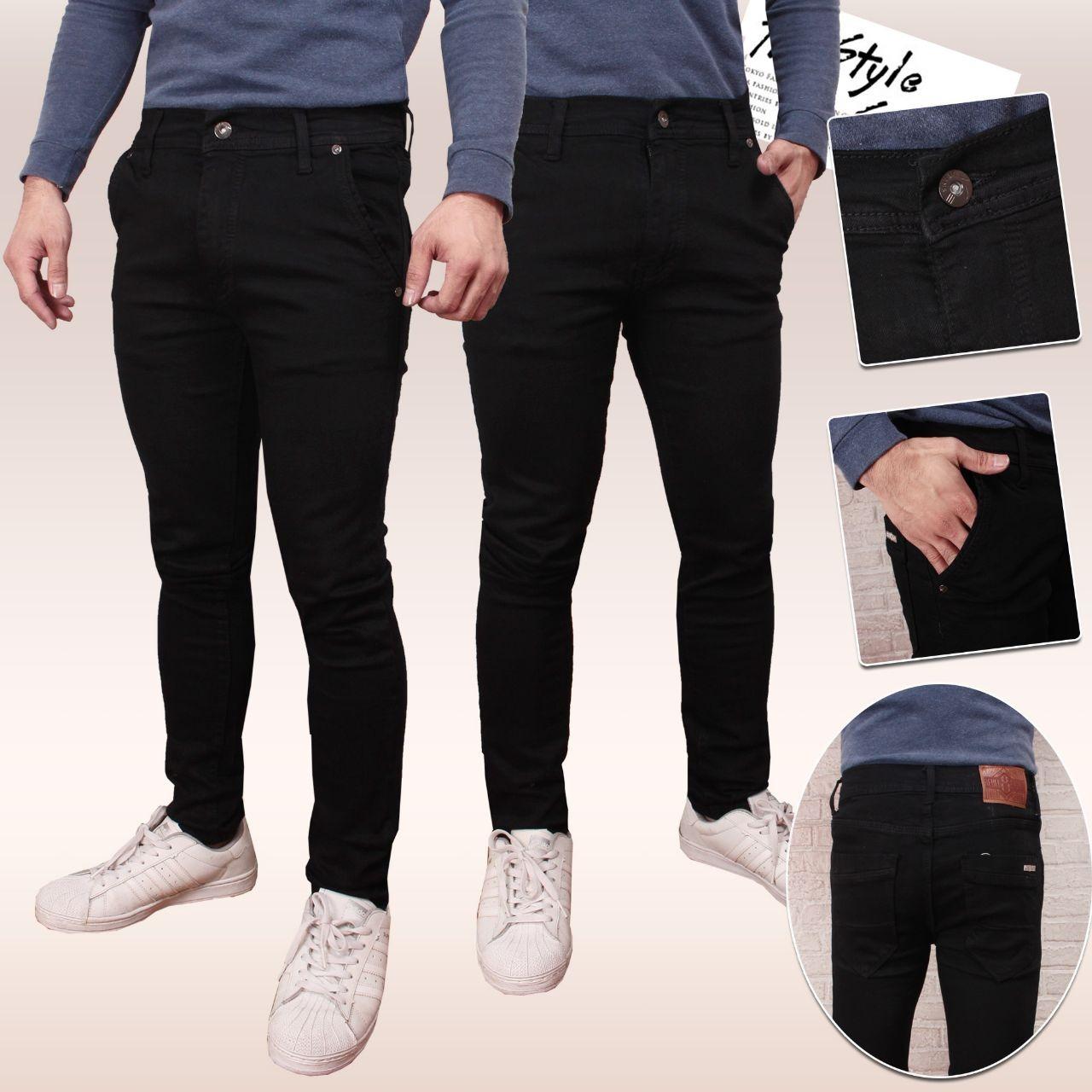 celana jeans pria pensil hitam premium