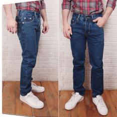 celana jeans pria reguler/standar biru tua murah