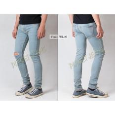 Celana Jeans Pria Ripped Sobek / Robek Lutut Model Skinny / Pensil